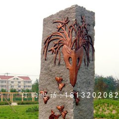鍛銅浮雕，蝴蝶蘭花銅浮雕