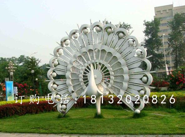 不銹鋼孔雀雕塑，公園抽象孔雀雕塑