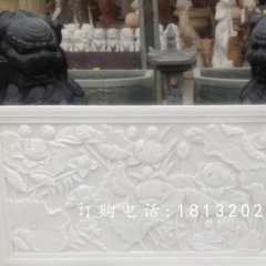 漢白玉浮雕，荷花荷葉石浮雕