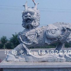 奔跑的麒麟石雕，青石麒麟雕塑