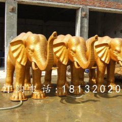 玻璃鋼大象雕塑，仿銅大象雕塑