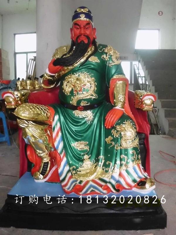 玻璃鋼關(guān)公雕塑，彩繪關(guān)公雕塑