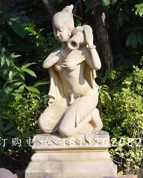 美女沐浴石雕，公園人物石雕