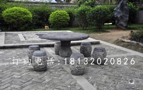 青石圓桌圓凳，仿古石桌凳