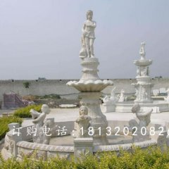 漢白玉噴泉石雕，廣場(chǎng)人物石噴泉