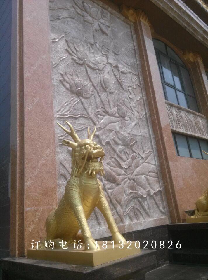 銅麒麟雕塑，鎏金銅麒麟雕塑