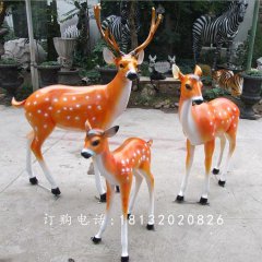 梅花鹿雕塑，玻璃鋼仿真梅花鹿雕塑