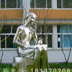 女孩思考雕塑，校園人物玻璃鋼雕塑
