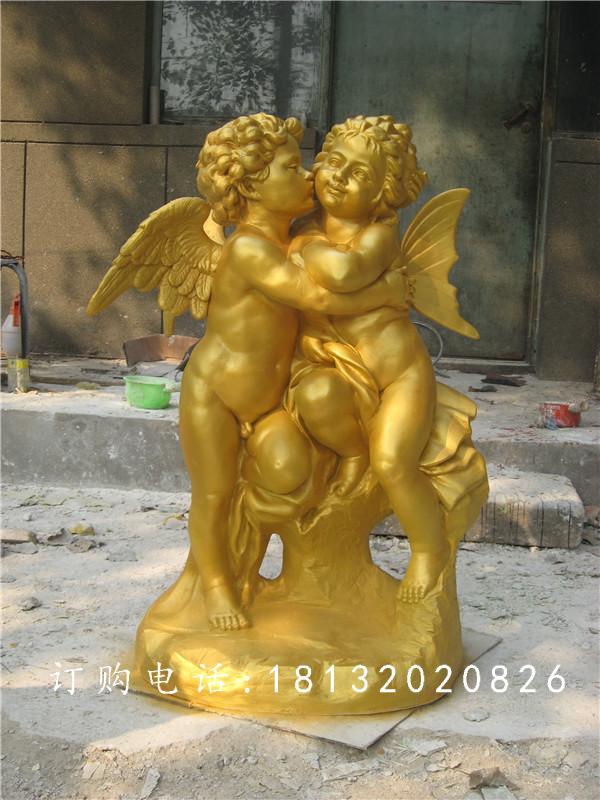 玻璃鋼小天使雕塑，玻璃鋼西方人物雕塑
