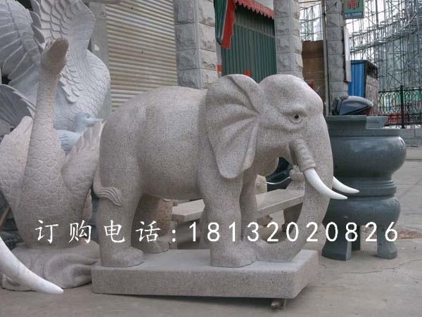 大理石小象，公園動(dòng)物石雕