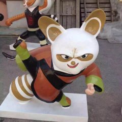 玻璃鋼功夫熊貓雕塑，卡通動物雕塑