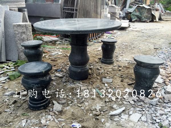 黑色石桌椅，公園桌椅石雕