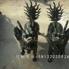 麒麟銅雕，小型青銅麒麟