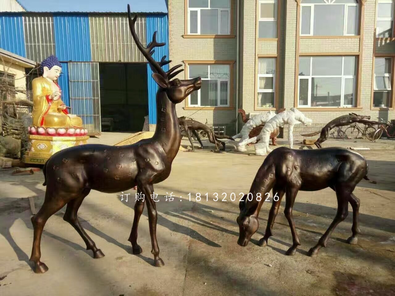 銅鹿雕塑，公園動物銅雕