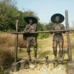干農(nóng)活人物雕塑，公園人物銅雕