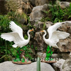 玻璃鋼白鷺雕塑，玻璃鋼仿真動(dòng)物