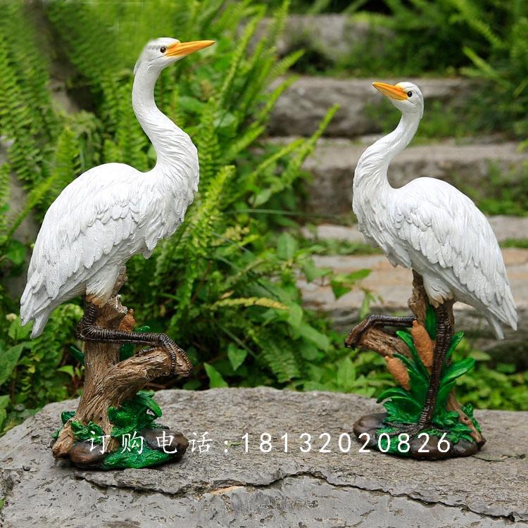 玻璃鋼白鷺雕塑，玻璃鋼仿真動物 (2)