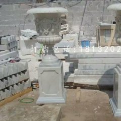 小區(qū)石花缽雕塑，歐式花盆石雕
