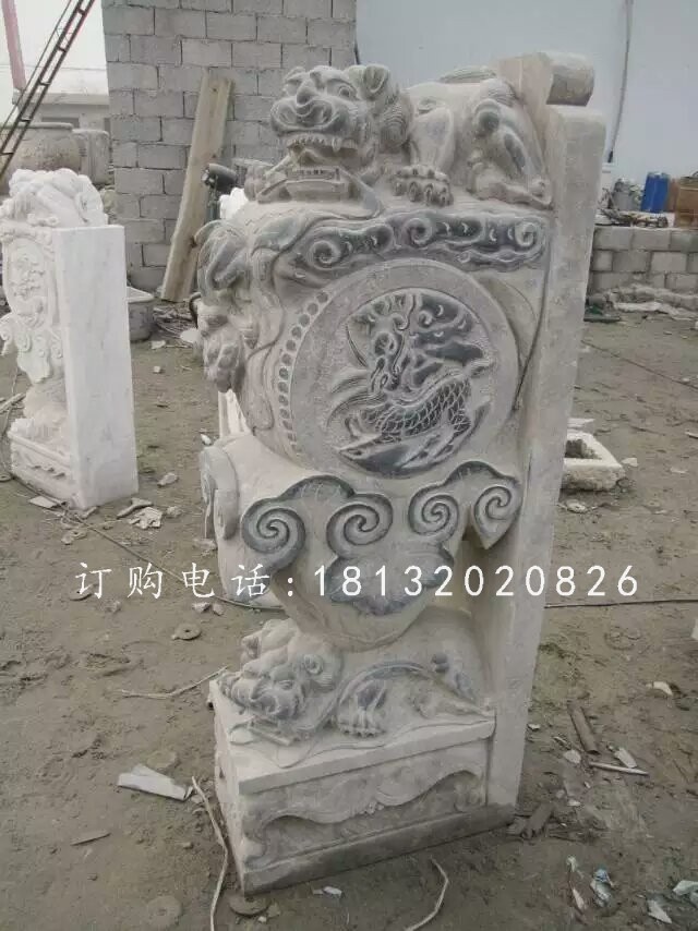 獅子門(mén)墩雕塑，仿古石雕門(mén)墩 (1)