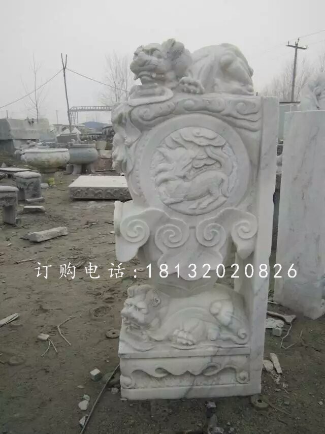 獅子門(mén)墩雕塑，仿古石雕門(mén)墩 (2)