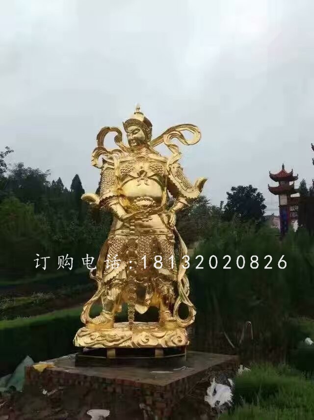 韋陀銅雕，貼金菩薩雕塑