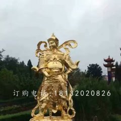 韋陀銅雕，貼金菩薩雕塑