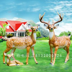 梅花小鹿雕塑，公園玻璃鋼動(dòng)物雕塑