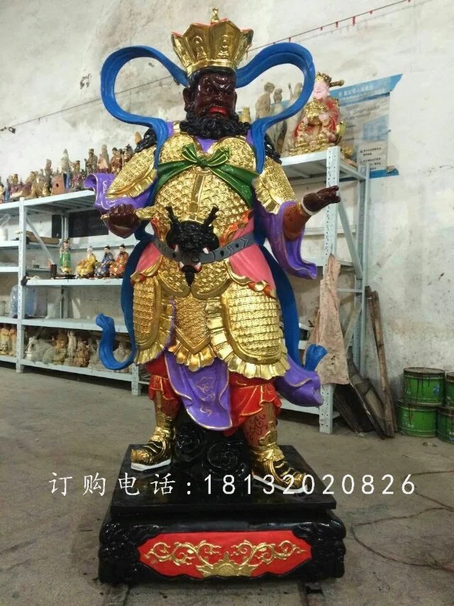 四大天王雕塑，玻璃鋼彩繪雕塑 (1)