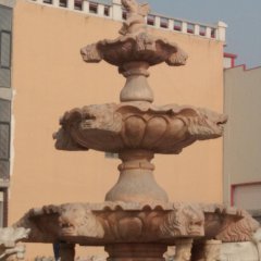 晚霞紅噴泉石雕，小象噴泉石雕