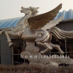 不銹鋼飛馬雕塑，馬踏祥云雕塑