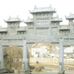 大型石牌樓，廣場三門牌坊石雕