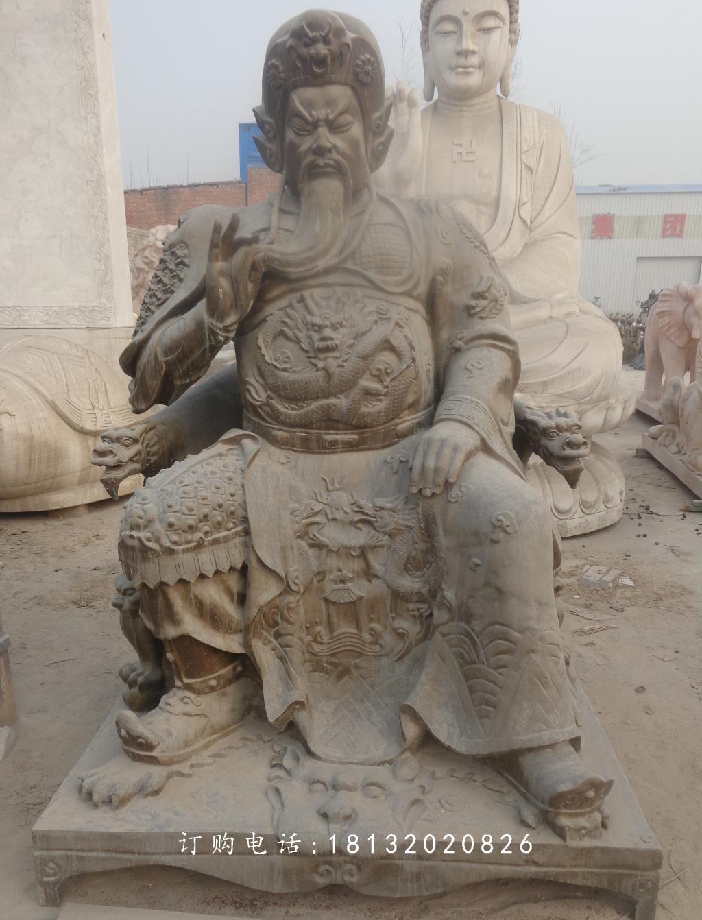 關(guān)公石雕，青石關(guān)公雕塑，寺廟石關(guān)公