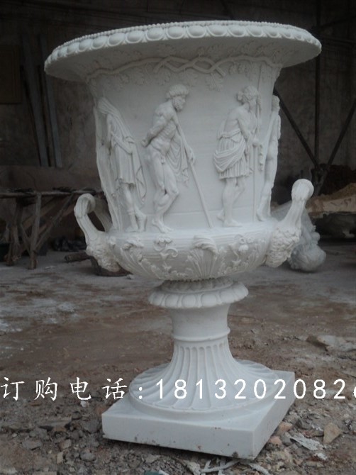 歐式花缽雕塑，玻璃鋼花盆雕塑
