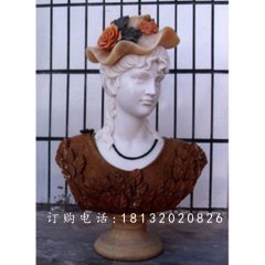 西方美女胸像雕塑，漢白玉人物石雕