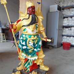 持刀關公雕塑，玻璃鋼彩繪關公雕塑