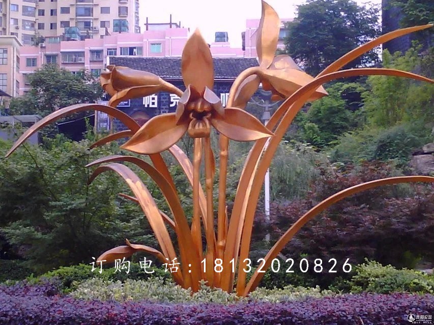 不銹鋼蘭花雕塑，廣場不銹鋼花卉雕塑 (1)