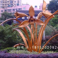 不銹鋼蘭花雕塑，廣場(chǎng)不銹鋼花卉雕塑