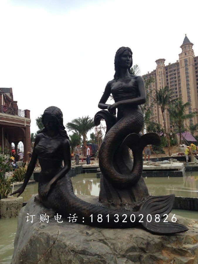 美人魚銅雕，別墅區(qū)景觀銅雕