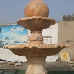 大型風(fēng)水球噴泉，晚霞紅風(fēng)水球石雕