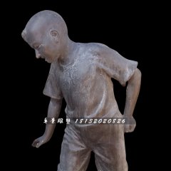 小男孩銅雕，公園人物銅雕