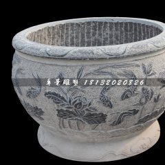 仿古石頭花盆，大理石雕刻花盆