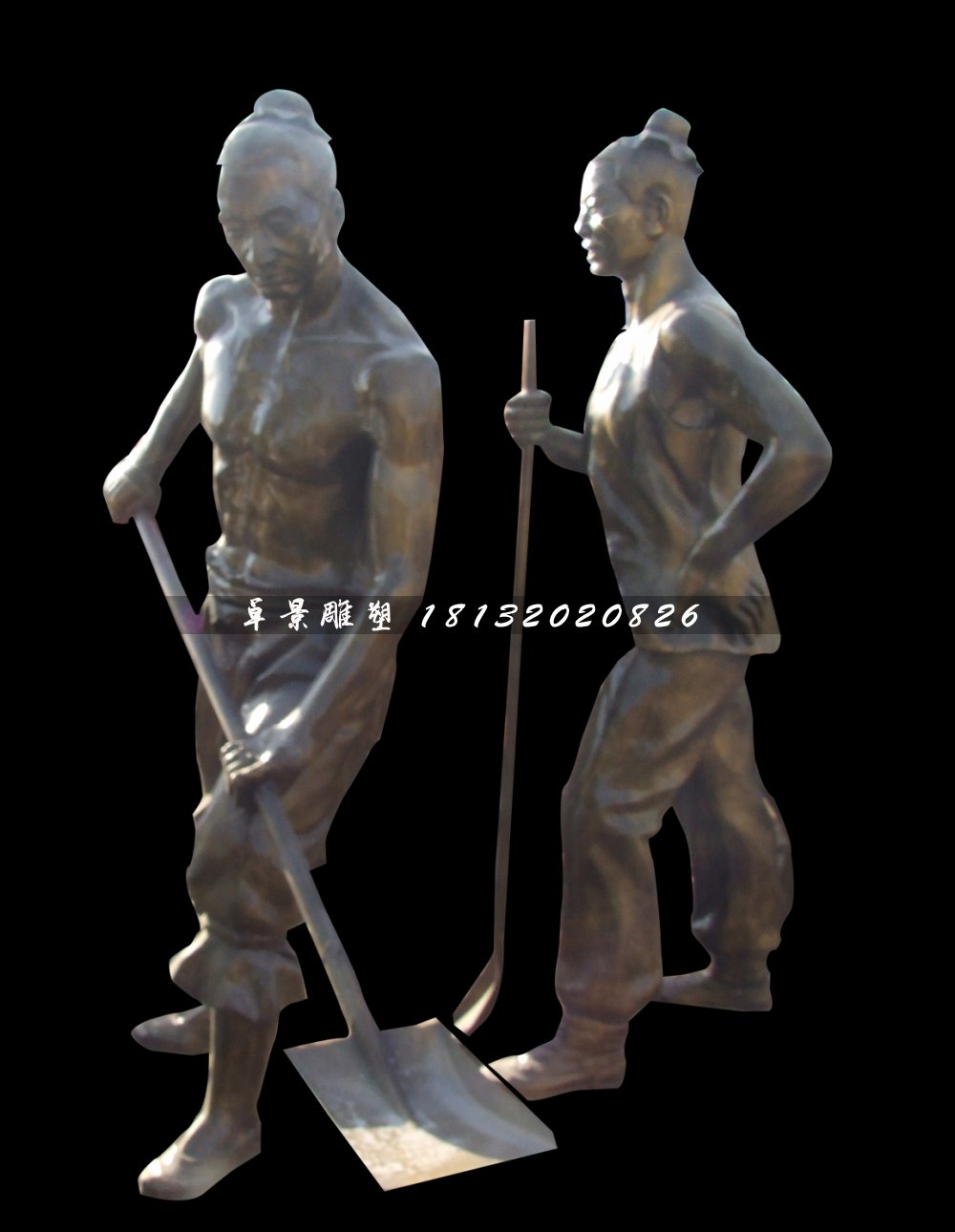 古代人干農(nóng)活銅雕，公園景觀銅雕 (2)