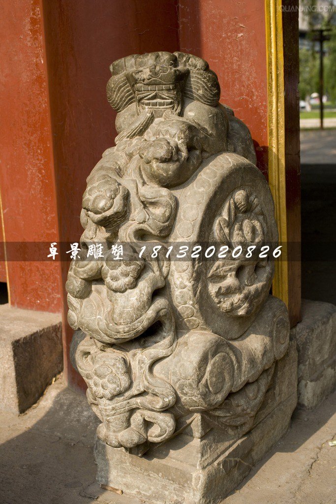 抱鼓石雕塑，仿古石門墩雕塑
