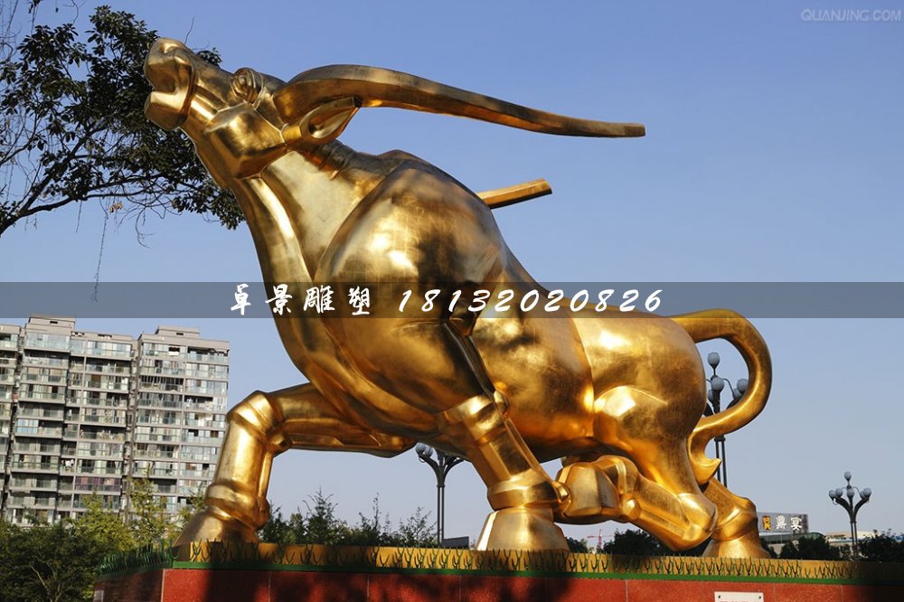 金牛銅雕，貼金動物銅雕 (3)
