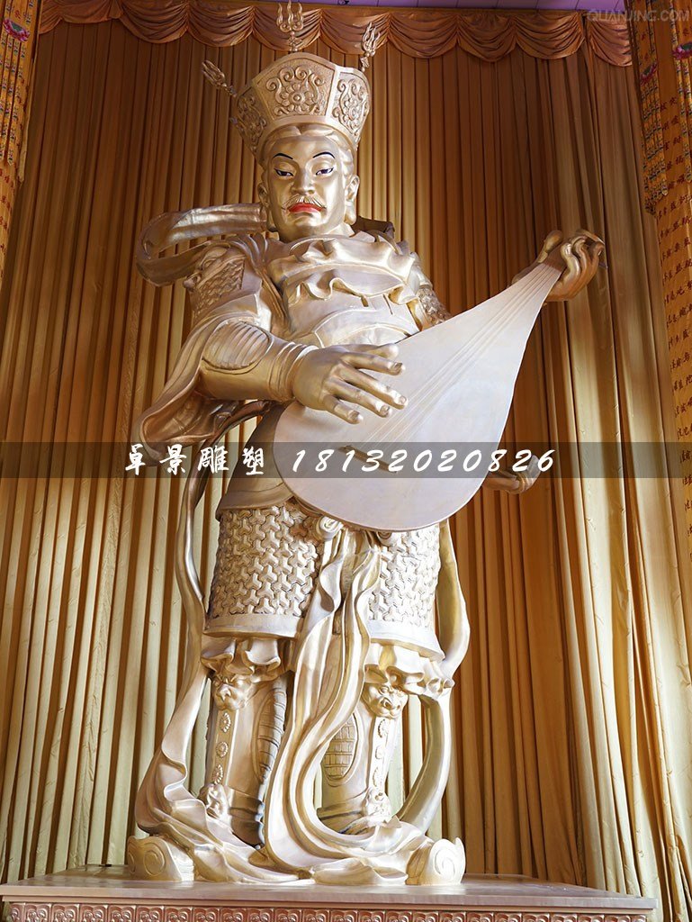 持國(guó)天王銅雕，寺廟神仙銅雕