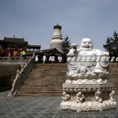 大肚彌勒佛石雕，大理石佛像雕塑