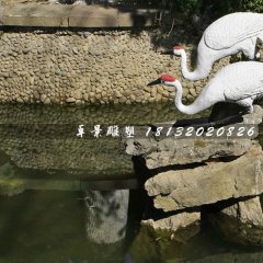 丹頂鶴石雕，公園動物石雕