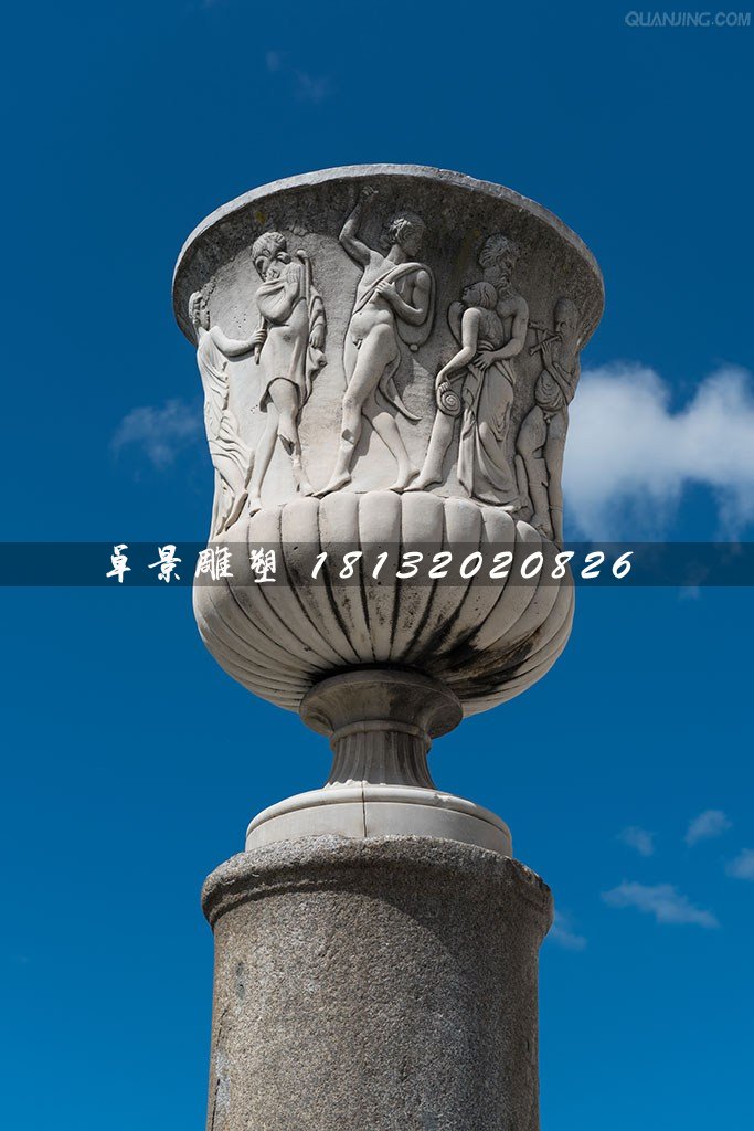 石雕花缽，大理石花盆