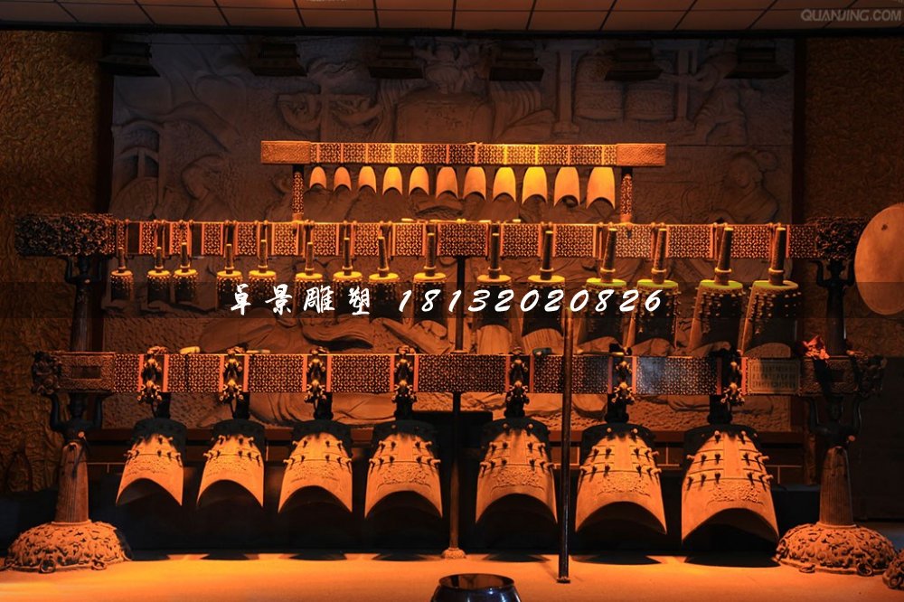 編鐘銅雕，古代樂器銅雕 (1)