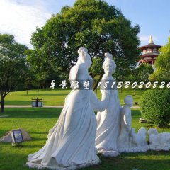 古代美女石雕，公園漢白玉人物雕塑